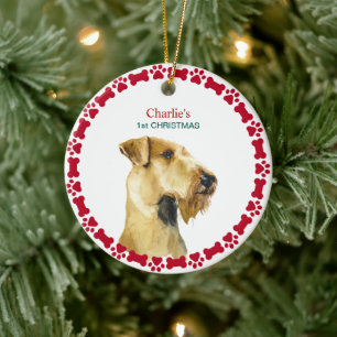 Puppy First Christmas Custom Airedale Terrier Ceramic Ornament