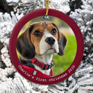 Puppy First Christmas Personalised Pet Dog Photo Ceramic Ornament