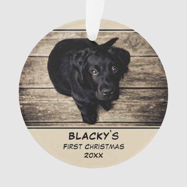 Puppy First Christmas Personalised Pet Photo Ornament (Front)