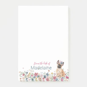 Puppy French Bull Dog Floral Personal Post-it Notes