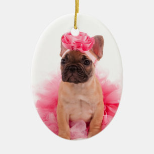 Puppy french bulldog disguised ceramic tree decoration