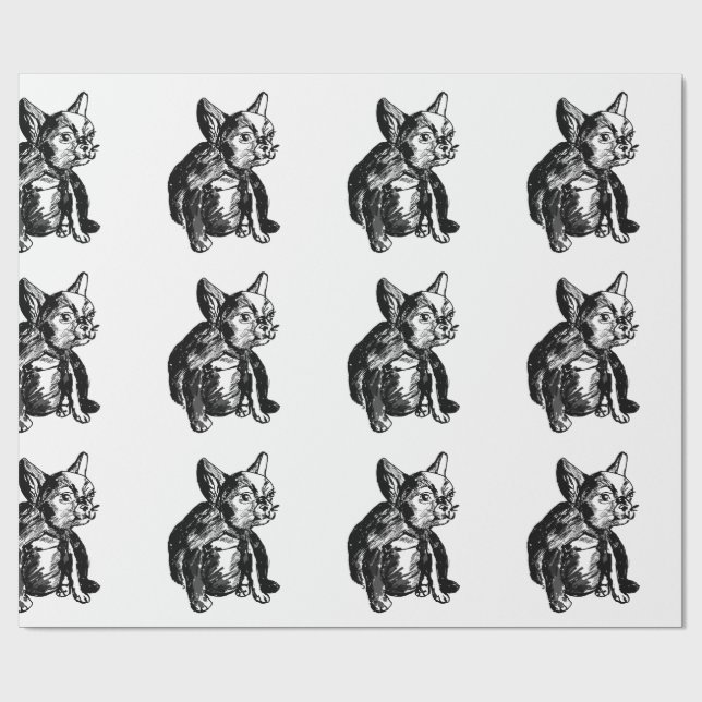 Puppy French Bulldog Matte Wrapping Paper (Flat)