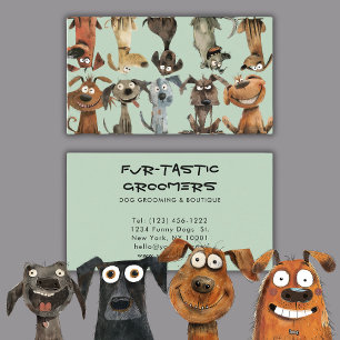 Puppy Funny Dog Groomers Boutique Pet Business Card