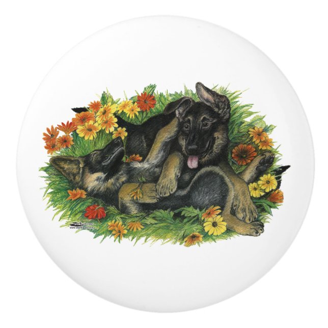 Puppy Garden Ceramic Knob (Front)
