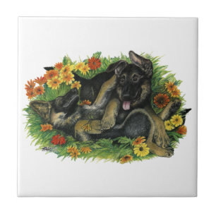 Puppy Garden Ceramic Tile