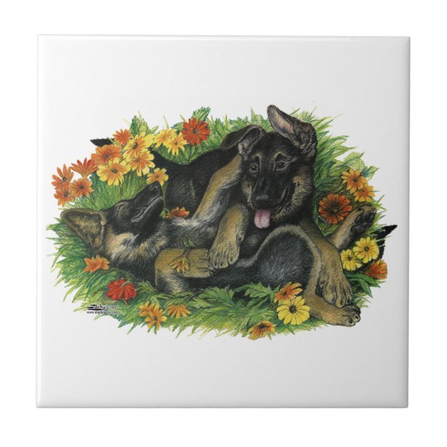 Puppy Garden Ceramic Tile (Front)