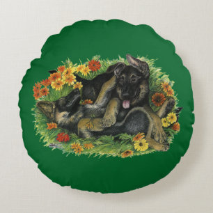 Puppy Garden Round Cushion