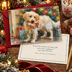 Puppy Golden Retriever Dog Christmas Gift Holiday Card