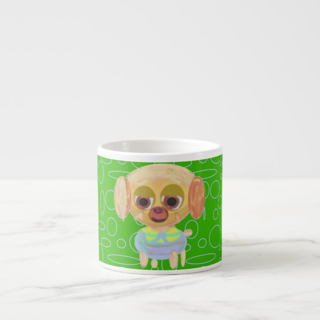 Puppy Green Circles Loops Espresso Cup (Front)