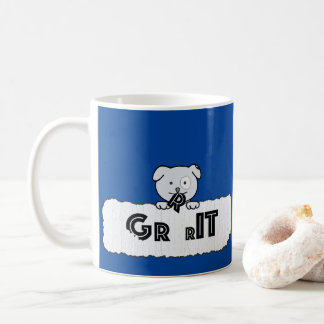 Puppy Grit Chewing the Letter R Coffee Mug
