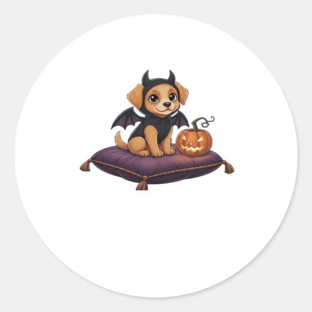 Puppy Halloween Classic T-Shirt Classic Round Sticker (Front)