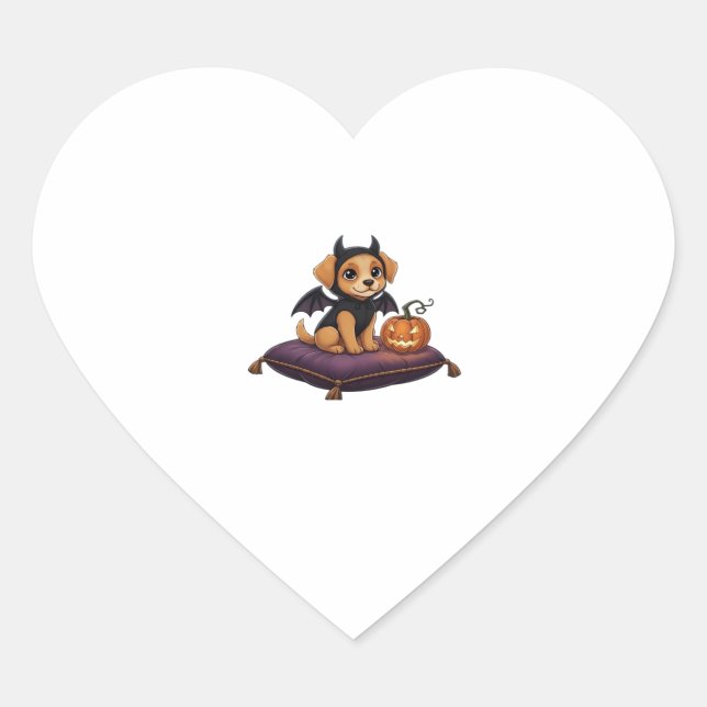 Puppy Halloween Classic T-Shirt Heart Sticker (Front)