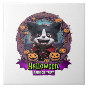 Puppy Halloween Costume Ceramic Tile