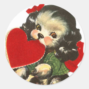 Puppy Heart   Valentine   Round Stickers