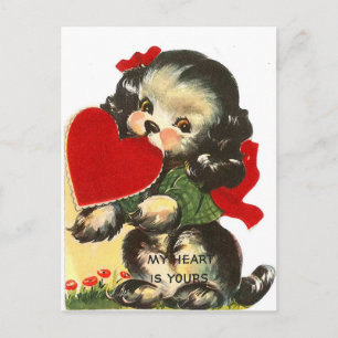 Puppy Heart   Vintage Valentine   Postcard