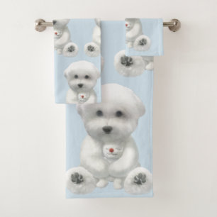 Puppy Hugging His Toy Bath Towel Set