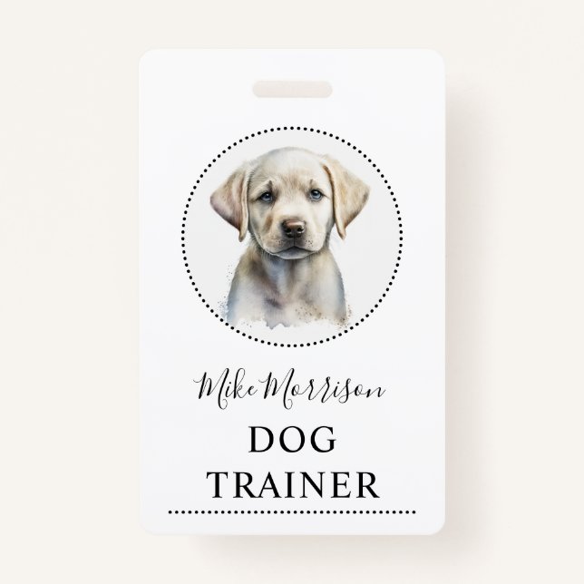 Puppy Illustration Dog Trainer ID Badge (Front)