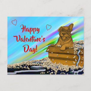 Puppy in a Box , Happy Valentine's Day! Postcard
