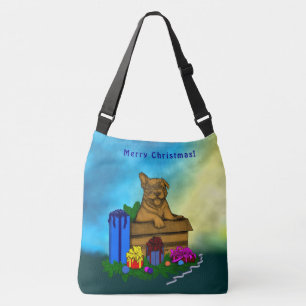 Puppy in A Box , Merry Xmas Crossbody Bag