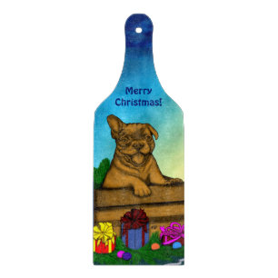 Puppy in A Box , Merry Xmas Cutting Board