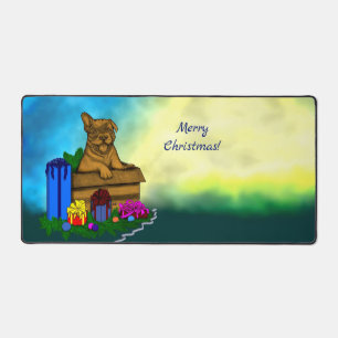 Puppy in A Box , Merry Xmas Desk Mat