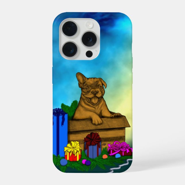 Puppy in A Box , Merry Xmas iPhone Case (Back)