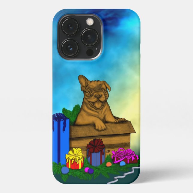 Puppy in A Box , Merry Xmas iPhone Case (Back)
