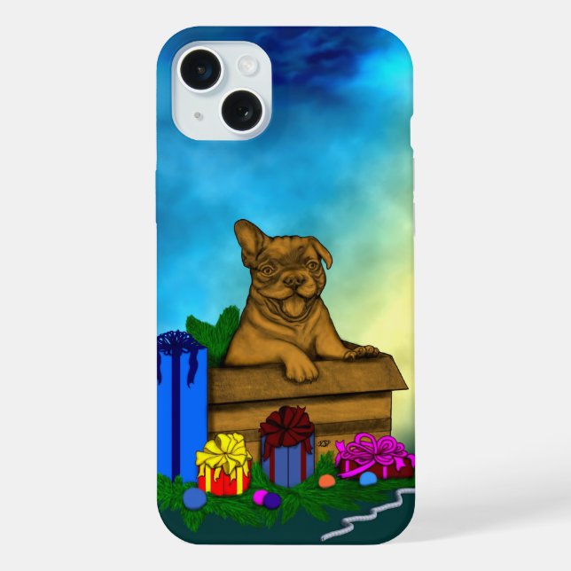Puppy in A Box , Merry Xmas iPhone Case (Back)