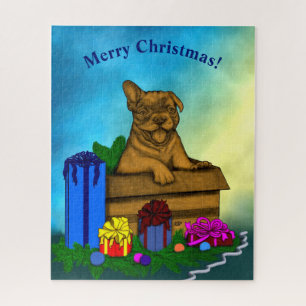 Puppy in A Box , Merry Xmas Jigsaw Puzzle