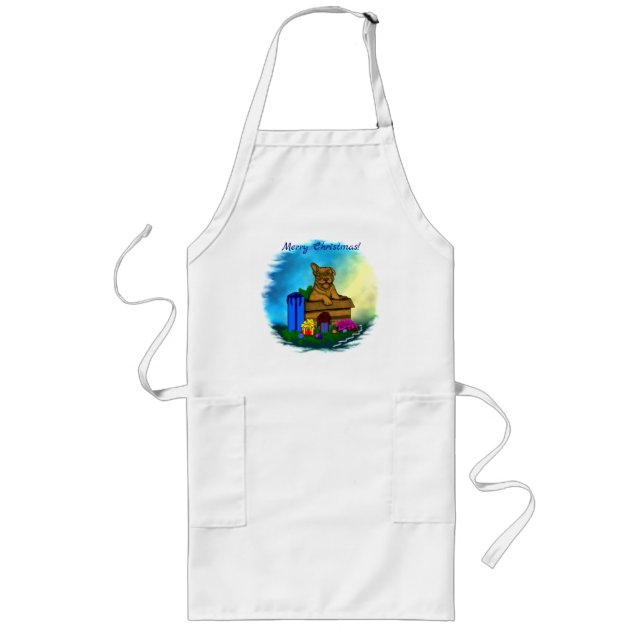 Puppy in A Box , Merry Xmas Long Apron (Front)