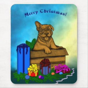 Puppy in A Box , Merry Xmas Mouse Pad