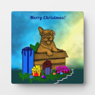 Puppy in A Box , Merry Xmas Plaque