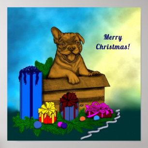 Puppy in A Box , Merry Xmas Poster