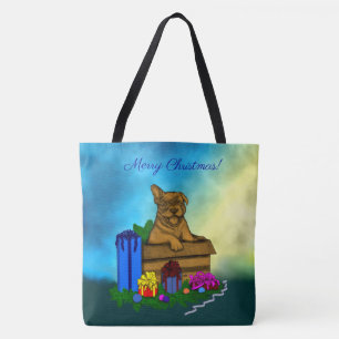 Puppy in A Box , Merry Xmas Tote Bag