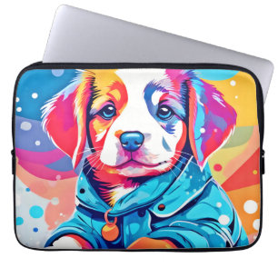 Puppy in Blue Coat Design Laptop Sleeve