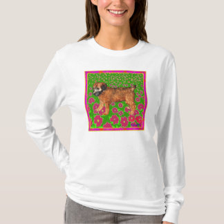 Puppy in Garden - Pink T-Shirt