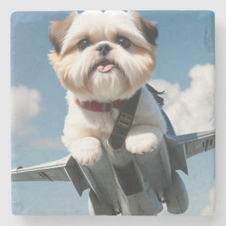 Puppy In Jet Picture On Stone Coaster