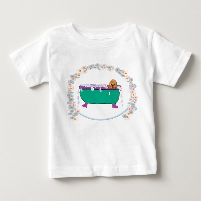 Puppy In The Tub Baby T-Shirt (Front)
