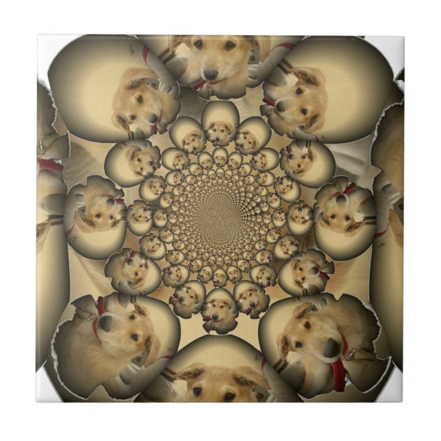 Puppy Kaleidoscope Art Print Ceramic Tile (Front)