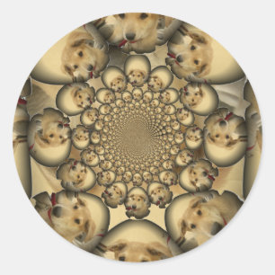 Puppy Kaleidoscope Art Print Classic Round Sticker