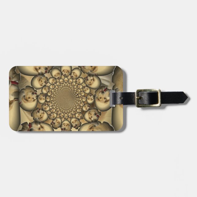 Puppy Kaleidoscope Art Print Luggage Tag (Front Horizontal)