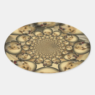 Puppy Kaleidoscope Art Print Oval Sticker
