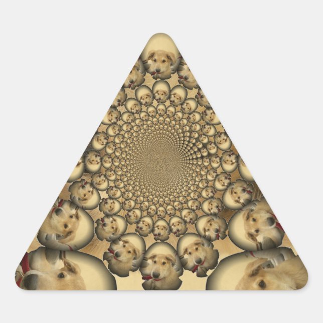 Puppy Kaleidoscope Art Print Triangle Sticker (Front)