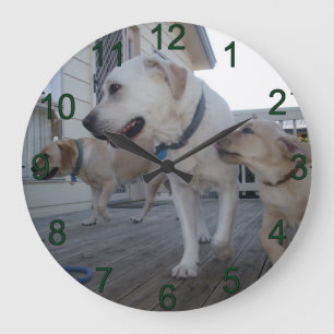 Puppy Kisses: Cream Colour Labrador Family Love,  Large Clock