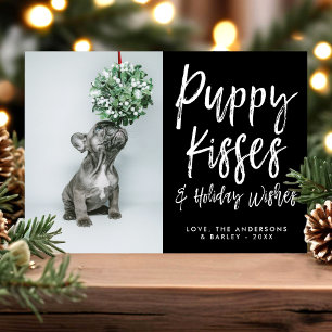 Puppy Kisses Cute Paw Print Pet Dog Photo Holiday Card