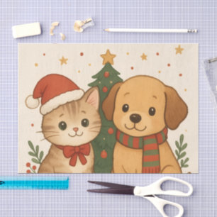 Puppy & Kitten Christmas Cheer Tissue Paper