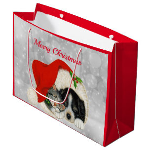 Puppy Kitten Christmas Large Gift Bag