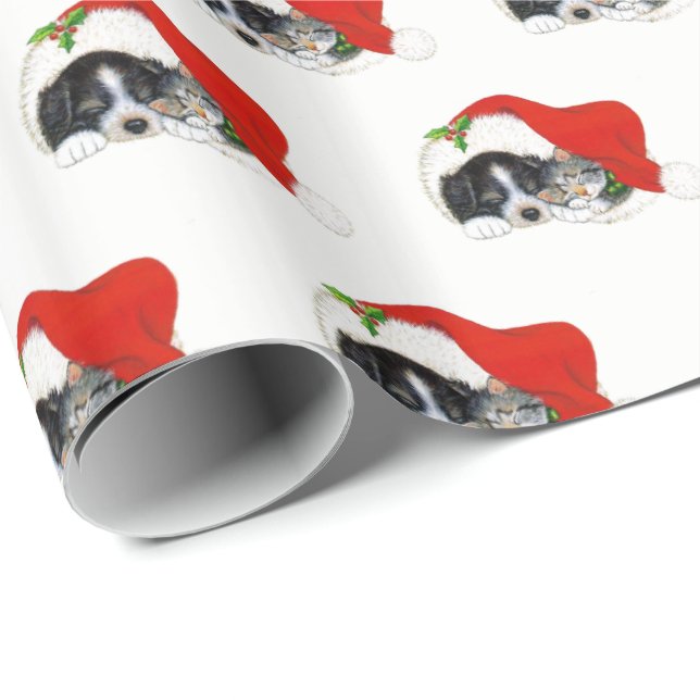 Puppy & Kitten Christmas Wrapping Paper (Roll Corner)