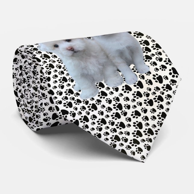 PUPPY & KITTEN PAW PRINTS TIE (Rolled)