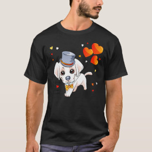 Puppy Labrador Retriever Dog And Red Hearts T-Shirt